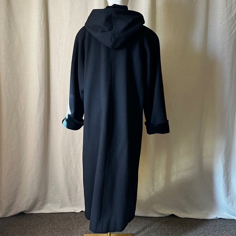 Vintage Forecaster Boston Hooded‎ Wool Coat Black Minimalist Size 8 USA - Picture 4 of 8